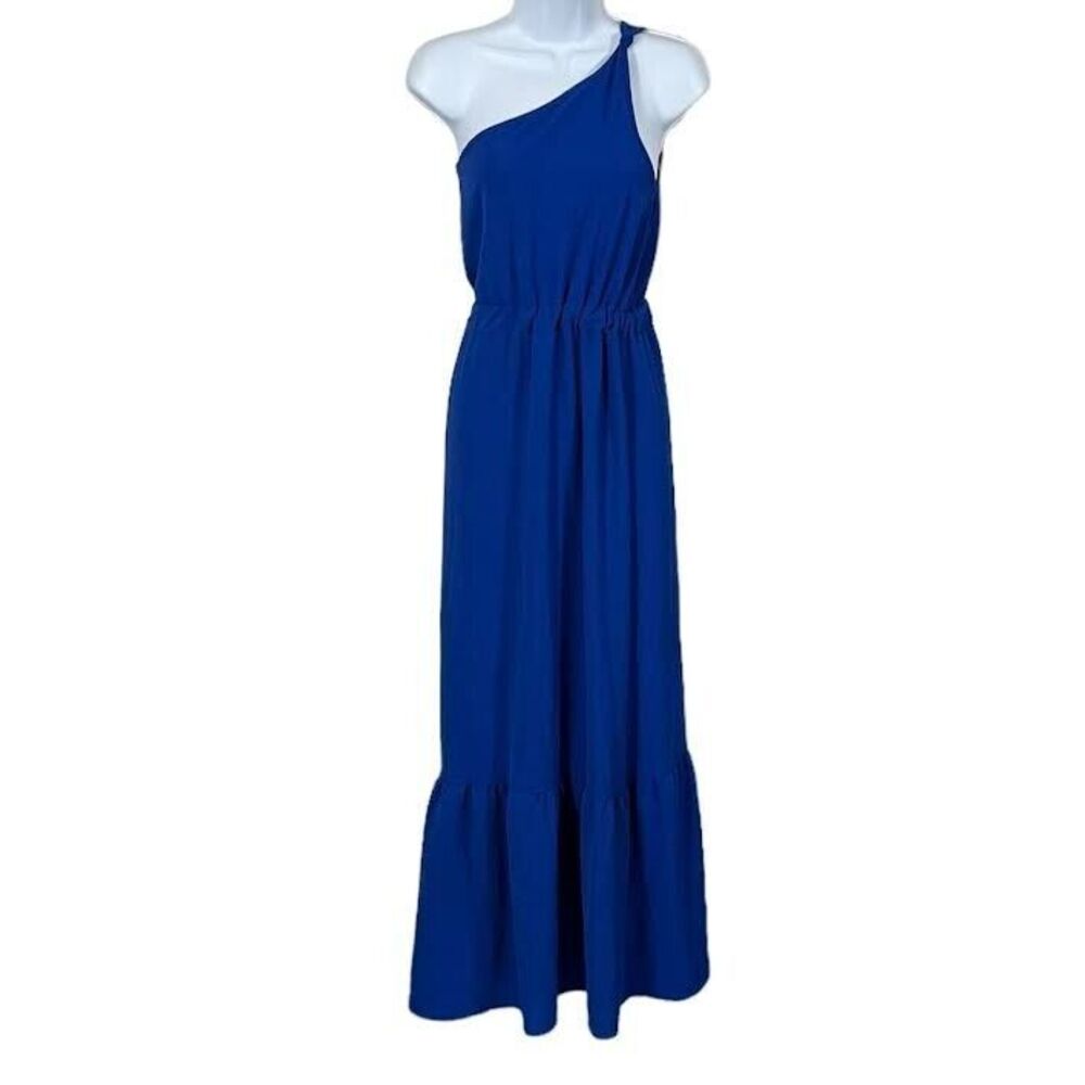 Rolla Coaster One Shoulder Tiered Midi Dress Cobalt Blue Sz S NWOT MSRP …